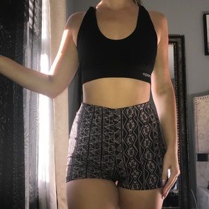 purple tribal high waisted shorts